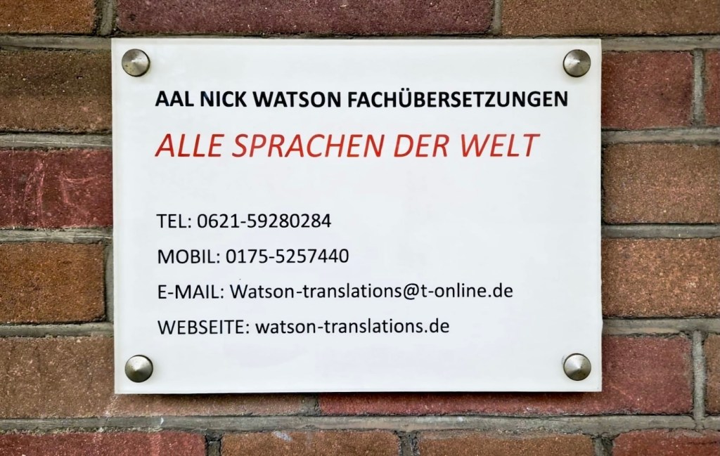 Firmenschild von Watson Translations